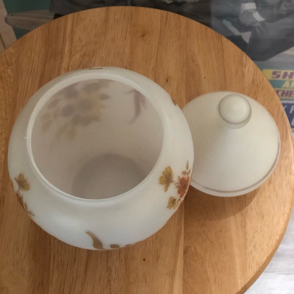 Vintage Apothecary Jar Floral Satin Italy Glass - Picture 4 of 5